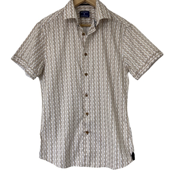 MICHEL MARTIN MENS BUTTON DOWN SHORT SLEEVE PAISLEY SHIRT, 100% COTTON, MEDIUM - Picture 1 of 8